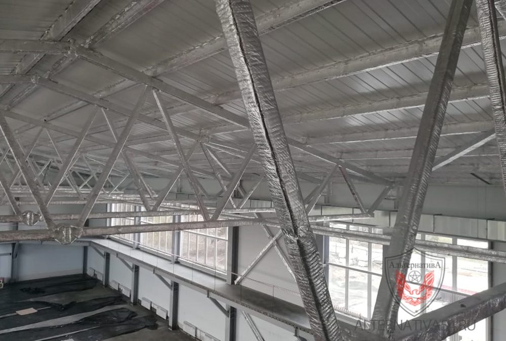 конструктивная огнезащита металлоконструкций «ОБМ-мет - Спортивный комплекс с универсальным игровым залом